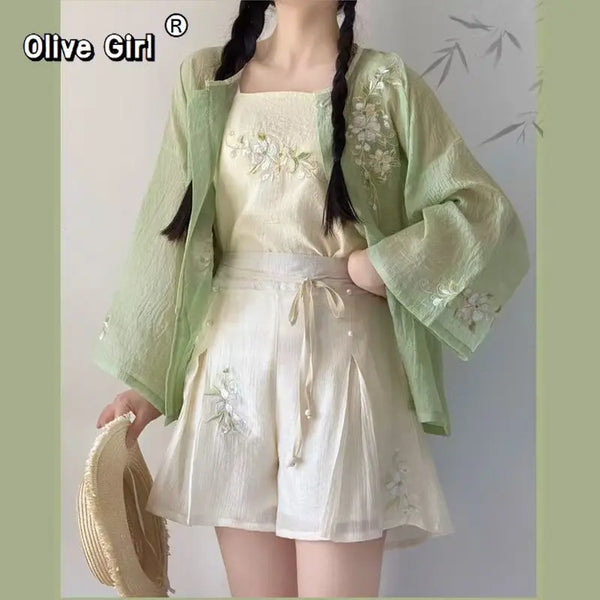 Olive Girl Green Hanfu Dress 2026 S-L XS-3XL Plus Size Hanfu Chinese Dress Traditional Chinese Clothing Chinese Heritage Fashion Women