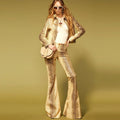 Fashion Women's Snake Pattern Zipper Jacket Flare Pants Two Piece Set 2026 Ladies PU Leather Suit