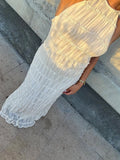 Fashion Backless Ruched Long Dress For Women Halter Lace Up Sexy Ruffle Dress Loose Female 2025 Summer New Vacation Dress