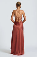 Sexy Satin Long Dress Luxury Ruffles Backless Bandage Evening Dresses Red Burgundy Blue Wedding Guest Cocktail Party Summer New