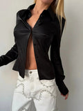 Elegant Buttons Women Shirts Lapel Collar Long Sleeve Chic Fitted Shirt for Daily Commute Wear Fashion Autumn New