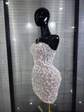 White Black Color Women Sexy Strapless Shining Crystal Bodycon Mini Dress Celebrate Evening Party Birthday Outfit Wholesale