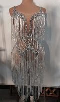 High-end Fashion, Glam Sticky Diamond Tube Top, Rhinestone Chain, Waist Skirt Set, Bar Nightclub Dress Body Transparente Flecos