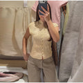 Hollow Out Women's Top Knitted Short Sleeve Stand Collar Cropped Top Daily Casual Wear Y2K Style New Arrival 2026 Summer