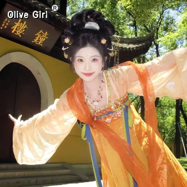 Olive Girl Hanfu Dress 2026 S-L XS-3XL Plus Size Hanfu Chinese Dress Traditional Chinese Clothing Chinese Heritage Fashion Women