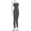 Sexy Polka Dot Print Jumpsuit Women Strapless Skinny Midnight Tight Stretch Workout Activity Hipster Skinny Overalls