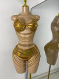 Newest Swimwear Shining Fashion Gold Chain Bar Bikini Blingbling Bikini Popular Bathingsuit Bikini Nightclub Stage Outfit