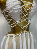 Women Sexy Hollow Out See Through Long Dress Two Piece Set Nightclub Stage Performance Costume Birthday Party Cocktail Dress