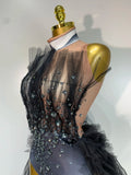 New Black Perspective Bodysuit Women Sexy Singer Dance Stage Performance Costume Evening Party Birthday Photo Shoot Outfit