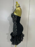 Women Sparkly Rhinestones Ruched Luxury Birthfay Evening Party Dress Sexy Halter Sleeveless Bodycon Mini Bandage Cocktail Dress