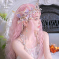 Fantasy Mermaid Princess Hair Crown Exotic Beautiful Liquid Flower Forehead Ornament Traditional Chinese Hanfu Hair Accessory
