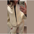 Elegant Women's Knitted Cropped Jacket Coat Cardigan Long Sleeve Sweater Top Streetwear Outfit 2026 Spring New Casual Daily Wear
