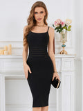Spagehtti Black Mesh Sexy Evening Bandage Dress Buestier Celebrity Midi Luxury Dress Bodycon Maxi Women Party Vestidos
