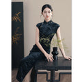 Retro Chinese Style Velvet Sleeved Qipao 2024 Spring/Summer New Slim Fashionable Women's Cheongsam Dress