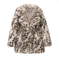 Exclusive Long Brown Leopard Fox Fur Coat Women Winter 2026 New Luxury Hot Brand Fashion Girls Faux Fur Jacket Overcoat