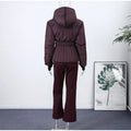 Ski Parkas Coat Jacket Women Zipper Belts Thicken 2025 Winter Skiing Cotton Lapel Snow Female Skiwear Outdoor Street Outwear Top