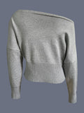 Elegant One Shoulder Beige Knitted Sweater Women's Pull Waist Off-Shoulder Sweatshirt Jumper Pullovers Clothes Autumn Winter New