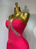 Women Sexy Sleeveless Luxury Rhinestone Maxi Long Bodycon Bandage Dressed Birthday Party Elegant Knitted Bodycon Clothing