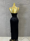 Luxury Glamorous Black Asymmetrical Velvet Rhinestone Dress Dinner Cocktail Event Party Stage Performance Dress