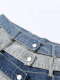 Slimming Sexy Irregualar Skirt For Women High Waist Holloe Out Patchwork Buttons Temperament Denim Skirts Female