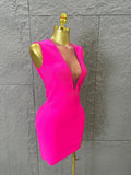 Hot Pink Women Sexy Bandage Dress Women Party Dress Bodycon Elegant Sexy Evening Birthday Club Outfits Cocktail Party