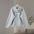 Casual Sequin Wings Hooded Sweatshirt Pant Set Women Solid Loose Full Sleeve Pullover Suit 2026 Spring Autumn Lady Daily Outfit