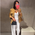Vintage Waist Cinched Women's Suede Jacket Stand Collar Long Sleeve Single Breasted MilitaryJackets 2026 Autumn Lady Chic Coats