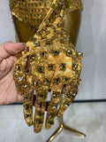 Sexy Strapless Gold Shinning Rhinestone Bodycon Bodysuit With Glove Bar Dancer Nightclub Singer DJ Stage Costume Birthday Outfit