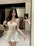 Olive Girl White Romantic Dress for Ren Faire 2026 Garden Wedding Fairycore Photoshoot Everyday Wear S-L XS-3XL Plus Size Romantic Cottagecore Garden Party Editorial Not Costume Dress Chinese Heritage Fashion Women
