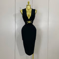 Women Elegance Sexy V-Neck Sleeveless Bodycon Bandage Dress Nightclub Party Evening Dress High Quality Luxury Birthday Dresses