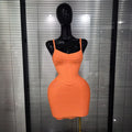 Pink Orange Women Sexy Strap O-Neck Bodycon Mini Bandage Dress Birthday Party Girls'Vacation Cocktail Outfit Wholesale