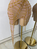 Sparkly Rhinestone Shining Women Sexy Bodycon See Through Irregular Hem Mini Dress Birthday Party Performance Costume
