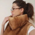 High Neck Animal Deer Print Faux Fur Vest Female Sleeveless Asymmetrical Hem Cape Coat Casual Fashion Women's Outfits 2026 New