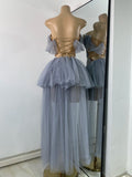 Sexy Top Skirt Mesh Designer Women's Outfit Two Pieces Backless Evening Party Birthday Dress Nightclub Stage Performance Costume