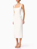 Slimming Patchwork Appliques Solid Dress for Women Square Collar Sleeveless High Waist Bodycon Sexy Evening Dresses Female