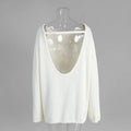 Backless Knitted Sweater Female Loose Sexy Long Sleeve Pullover Top Casual Women's Knitwear Top Solid Autumn New
