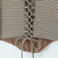 Hit Color Spliced Lace Up Slimming Vests for Women Square Neck Sleeveless Temperament Vest Female New