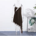 Sexy V-neck Sling Dress Women Fashion Sleeveless Lace Patchwork Irregular Mini Dresses Lady Summer Chic Casual Holiday Robe