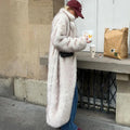 Full Sleeves Faux Long Coat Women's Fashion Casual Lapel Loose Warm Overcoats 2025 Winter New Daily High Street Outwear