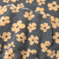 Fashion Floral Faux Lambswool Sweatshirt Women's Casual Zipper Pocket Loose Pullover Sweatshirt Autumn Festive Clothing