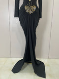 Sexy 2026 New Deep V-Neck  Long Sleeve Bodycon Long Dress Women Spring Elegant Evening Party Celebrate Cocktail Outfit Vestido
