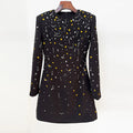 Female Luxury Diamond Crystal Suit Dress 2026 Autumn New Temperament Slim Fit Mini Dress For Women Lady Evening Robes