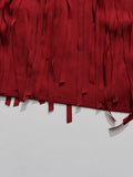 Elegant Luxury Dinners Red Maxi Dress for Women Sleeveless Cape Design Full Fringe Skirt for Fashion Parties Events