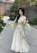 Olive Girl Flowing Sleeve Qipao for Ren Faire 2026 Garden Wedding Fairycore Photoshoot Everyday Wear S-XXL XS-3XL Plus Size Flowing Sleeve Romantic Cottagecore Garden Party Editorial Not Costume Qipao Cheongsam Chinese Dress Chinese Heritage Fashion Women
