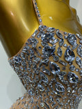 Women Sexy Sleeveless Rhinestone Mini Bodycon Dress Evening Party Luxury Birthday Bar Nightclub Stage Performance Clothing