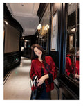 New Long Sleeved Jacquard Cardigan Summer Warm Loose Printing Versatile Retro Festival Red Lady Tang Suit Top