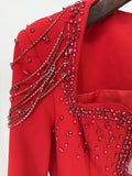 Sparkling Luxury Diamond Tassels Beads Long Sleeved Slim Maxi Dress Women'S Elegant Celebrity Evening Party Wedding Gowns