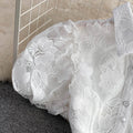 Women Short Sleeve Lace Embroidery A-line Tiered Mini Dress  Sweet Elegant Sexy Evening Night Party Vestidos Dresses