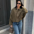 Women's Faux Suede Cropped Bomber Jacket Lapel Collar Zipper Loose Autumn Winter Casual Streetwear Vintage Coat 2026 New