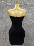 Minimalist Sexy Strapless Shinning Sequins Feathers Bodycon Mini Dress Celebrate Nightclub Party Birthday Vacation Outfit